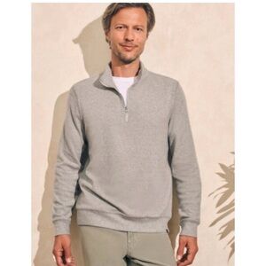 Faherty Men's Size XS Legend Sweater Quarter Zip Pullover Fossil Grey Twill